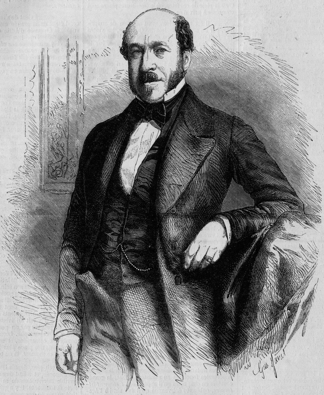 Portrét Charlese de Morny (1811-1866), francouzského politika, prezidenta Corps Legislatif za Druhého císařství. Rytina v „“ Le Monde Illustré““ č. 33 z 28. listopadu 1857. od French School