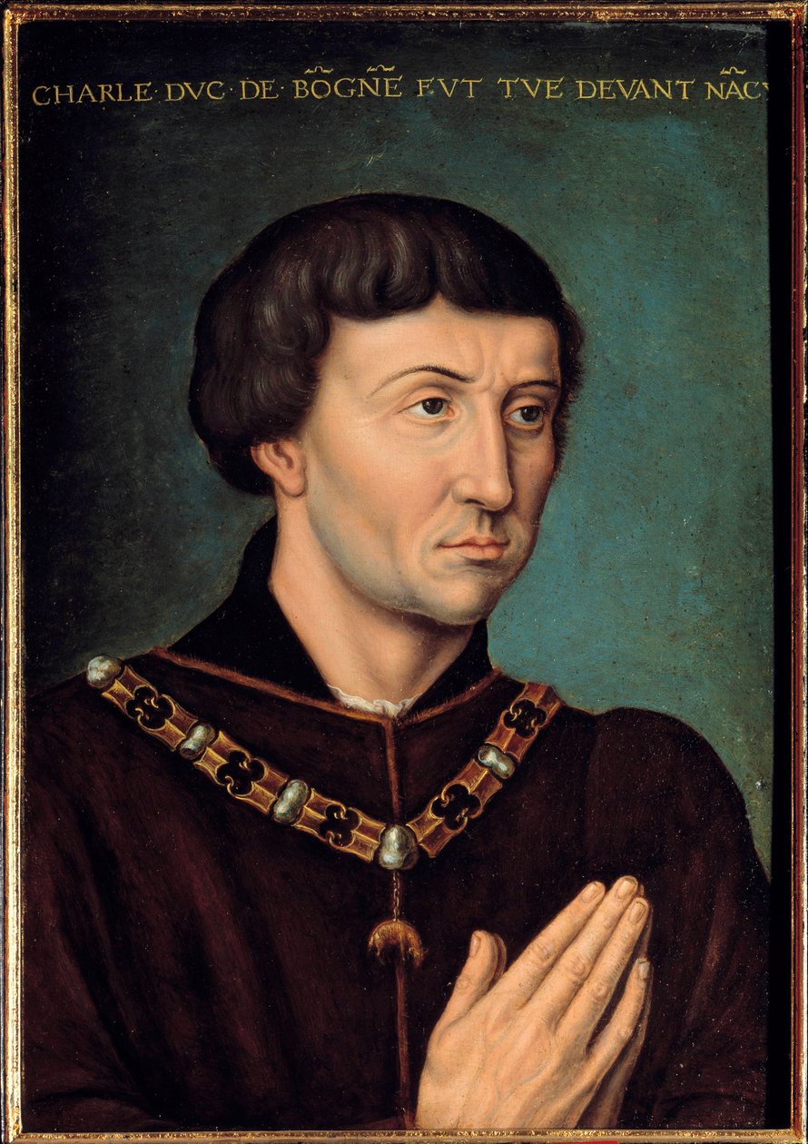 Portrét Karla Temeraire (1433-1477) vévoda z Burgundska v roce 1467 Obraz francouzské školy. 1475 ne. 0,42x0,3m. od French School