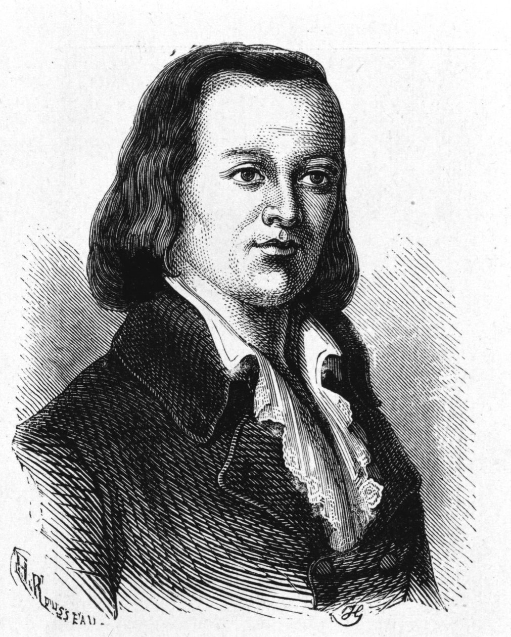 Portrét Clauda Chappeho (1765 - 1807), francouzského inženýra, který vyrobil první letecký telegraf - v „Album de la Science; věhlasní vědci; Velké objevy “”” 1896. od French School