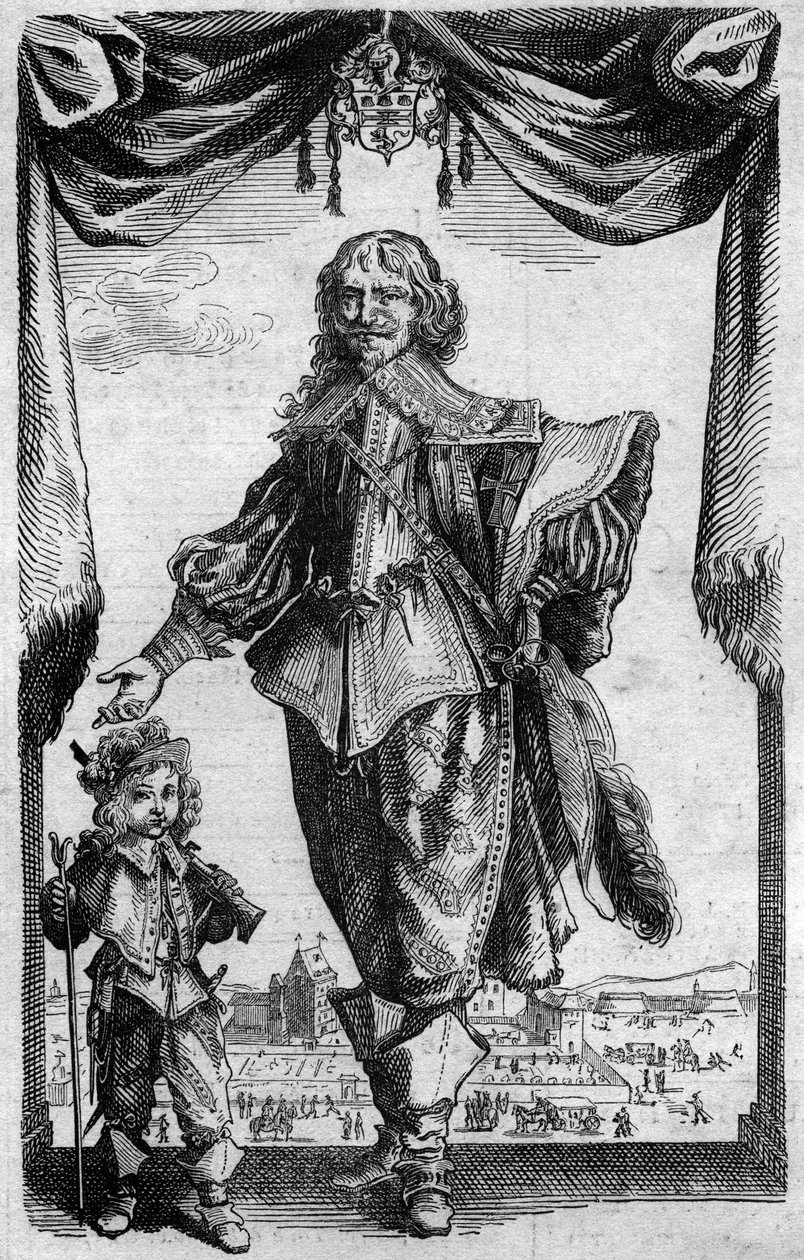 Portrét Clauda Derueta (1588-1660), francouzského malíře. Rytina z „Histoire de la Engraving“ od Georgese Duplessise od French School