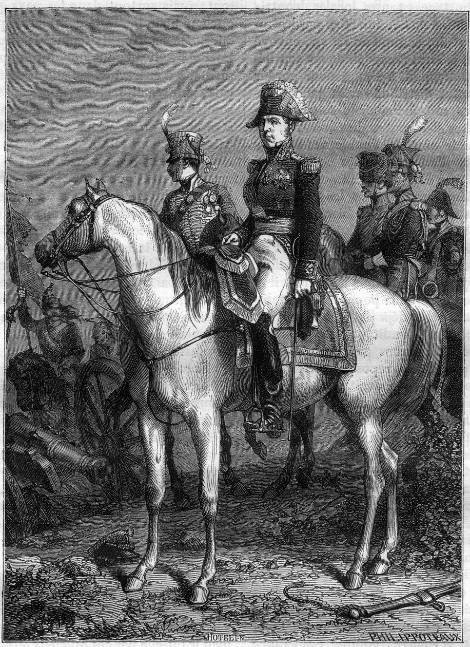 Portrét Clauda Victora Perrina, dit Victor - marechal impéria (1807), jmenovaný vévodou z Bellune v roce 1808 - v „Historie impéria po historii konzulátu“ od Adolphe Thierse - 1879 - soukromá sbírka od French School