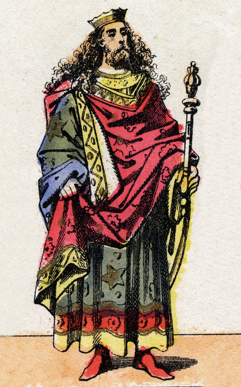 Portrét Clodiona dit Le Chevelu, krále Franků z roku 428a 448. od French School