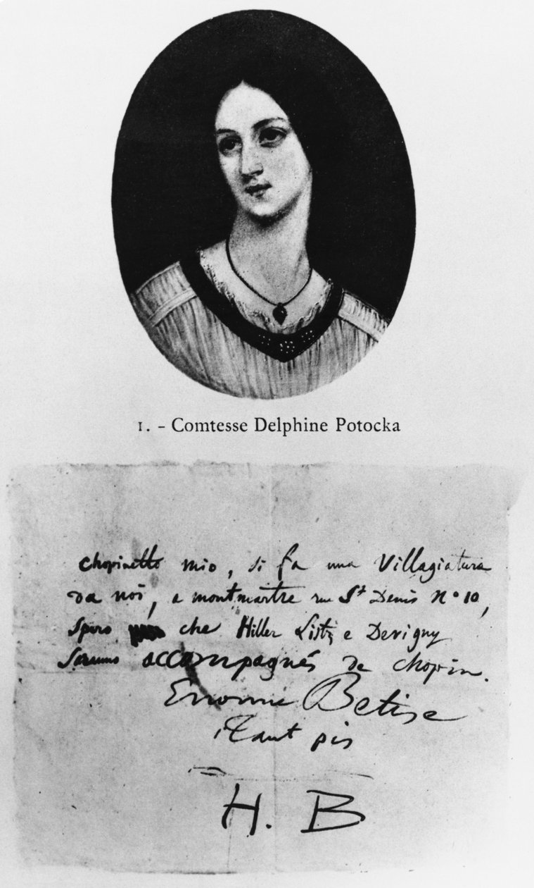 Portrét hraběnky Delphine Potocké, dopis Hectora Berlioze Frederiku Chopinovi od French School