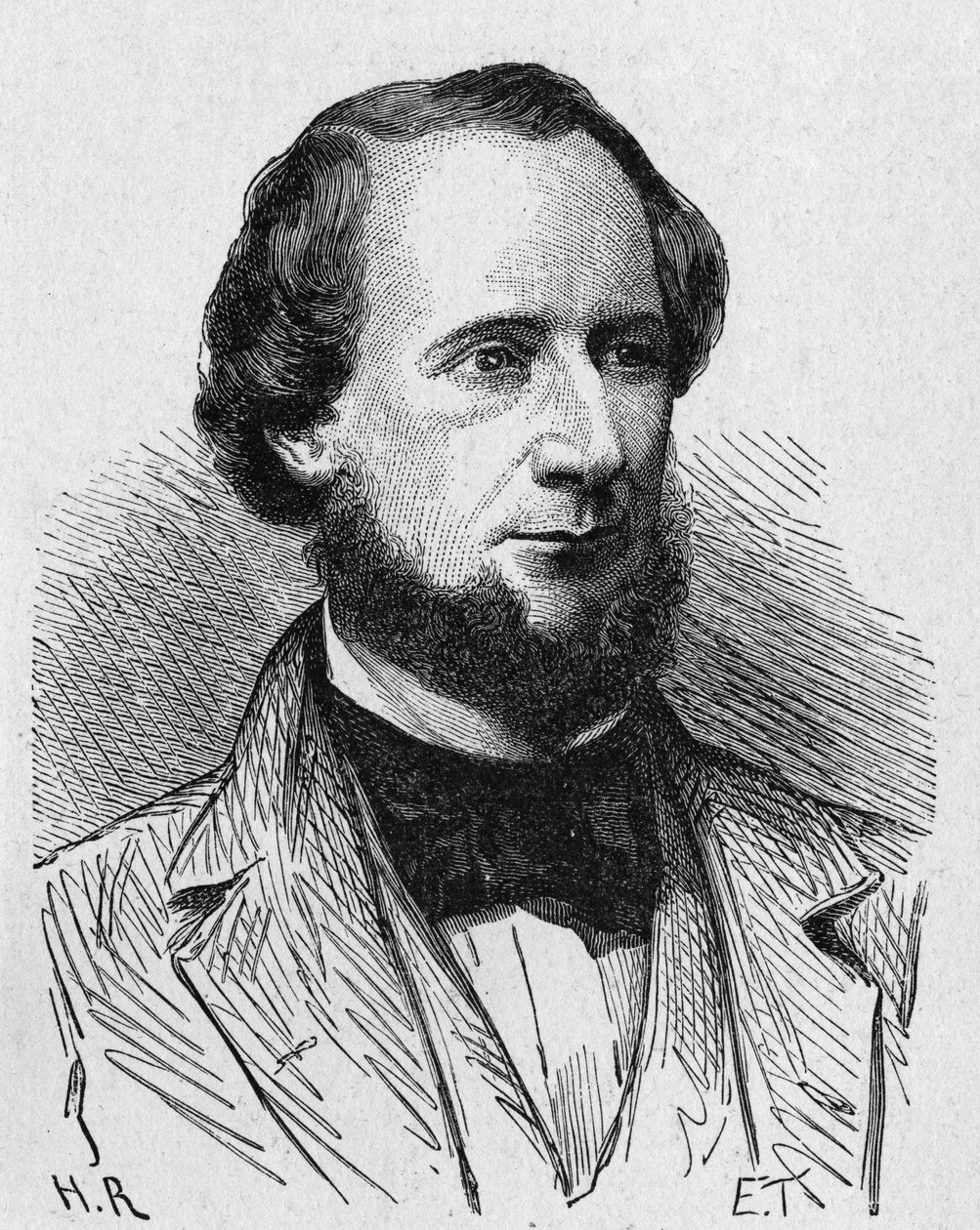 Portrét Cyruse West Fielda (1819 - 1892), amerického průmyslníka - v „“ Album of Science; proslulí učenci; Velké objevy””” 1896. od French School