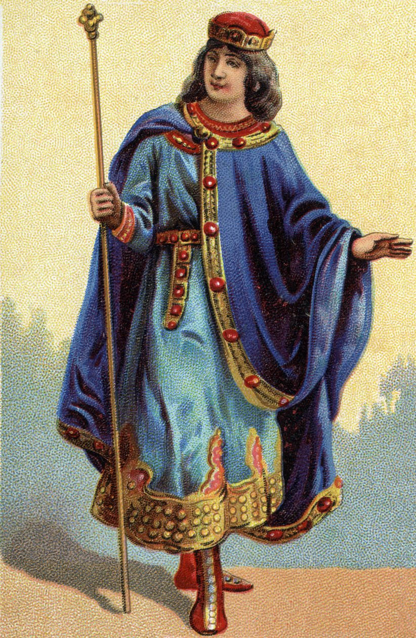 Portrét Dagoberta II., krále franků z roku 711a 716. Chromolitografie kolem roku 1890. od French School