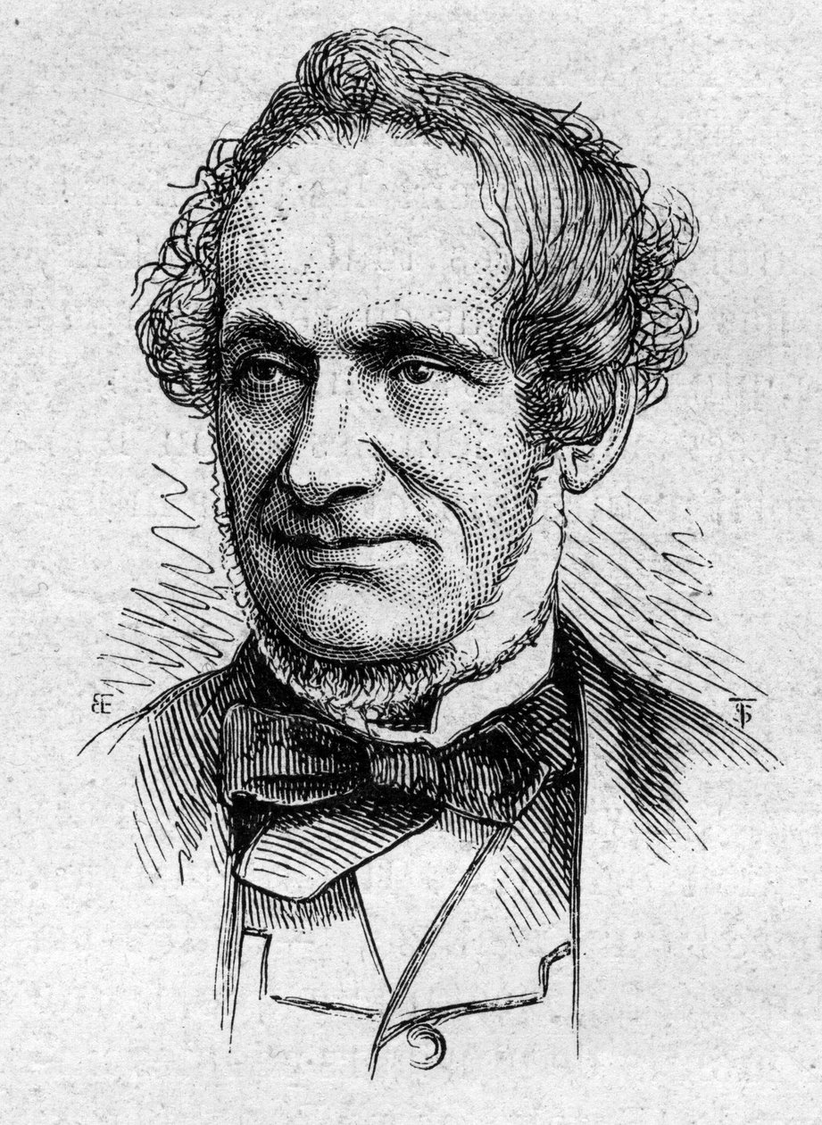 Portrét Desire Nisard (1806-1888), francouzského esejisty a akademika. Rytina v „“ Le Monde Illustré““ č. 883 ze 14. března 1874. od French School