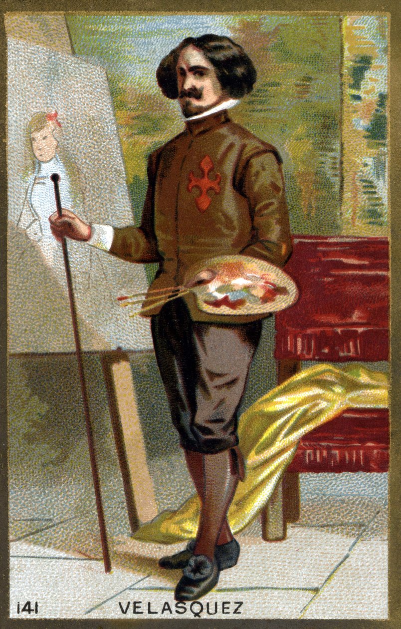Portrét Diega Rodrigueze de Silva y Velazquez dit Diego Velasquez (1599-1660). Chromolitografie konce 19. století. od French School