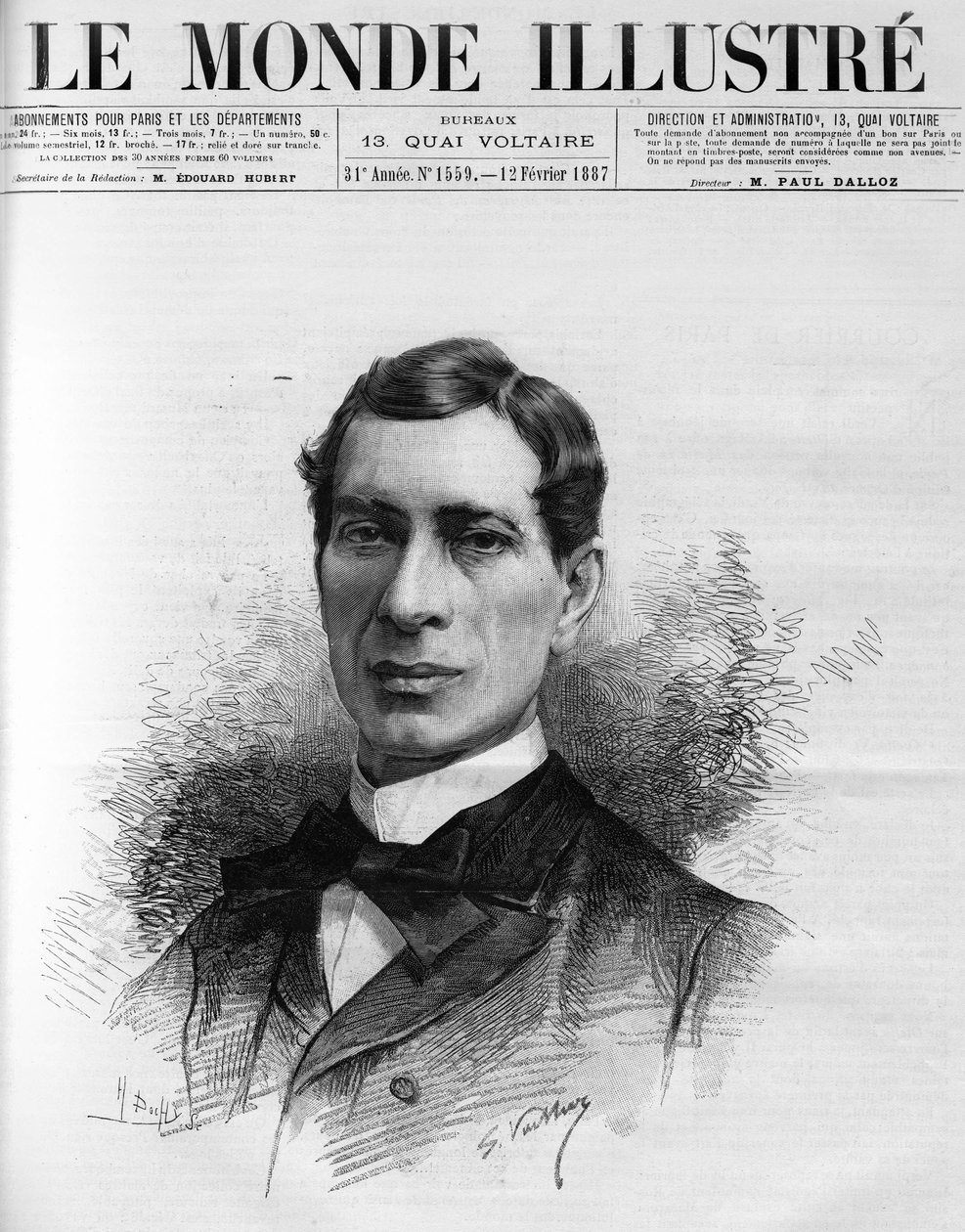 Portrét „Edouarda Herveho (1835-1899) člena francouzské akademie, zvoleného v roce 1886. Byl horlivým obhájcem levného tisku dostupného všem v „The Illustrous World“ od French School