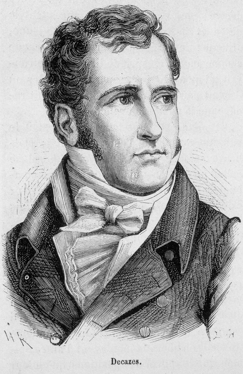 Portrét Elie Duc de Decazes a Gl¿cksberga (1780 - 1860), francouzského politika - v „Dějinách Francie“ od Henriho Martina od French School