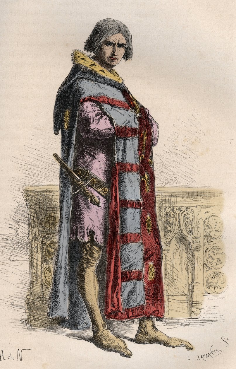 Portrét Etienna Marcela, francouzského obchodníka a politika (1315-1358) - Etienna Marcela (1310-1358) probošta pařížských obchodníků - rytina z „“ L’histoire de France tellee a mes grandenfants““ – od Francoise Guizota – 1872 -1876 od French School