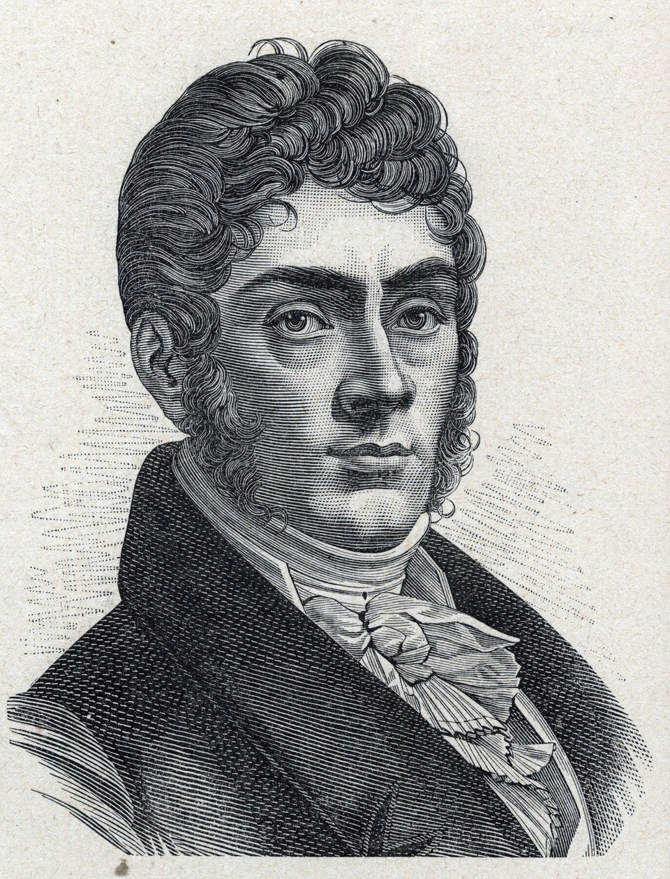 Portrét Etienna Nicolase Mehula (1763-1817) francouzského skladatele. Rytina z roku 1889. Soukromá sbírka. od French School