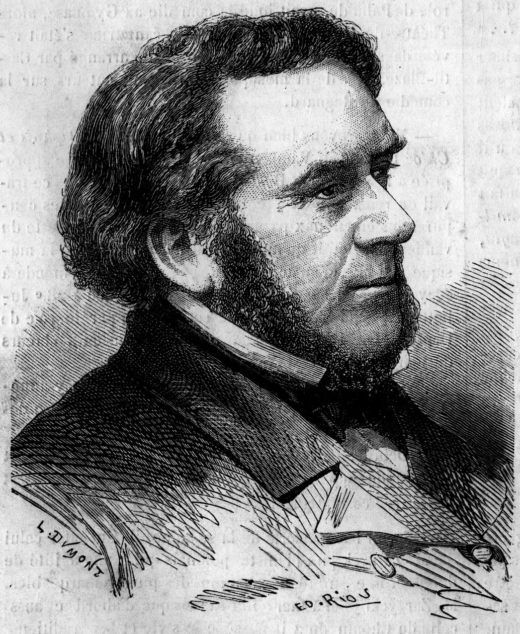 Portrét Eugena Bethmonta (1804-1860), francouzského právníka a politika, bývalého ministra spravedlnosti. Rytina v „“ Le Monde Illustré““ č. 156 ze 7. dubna 1860. od French School