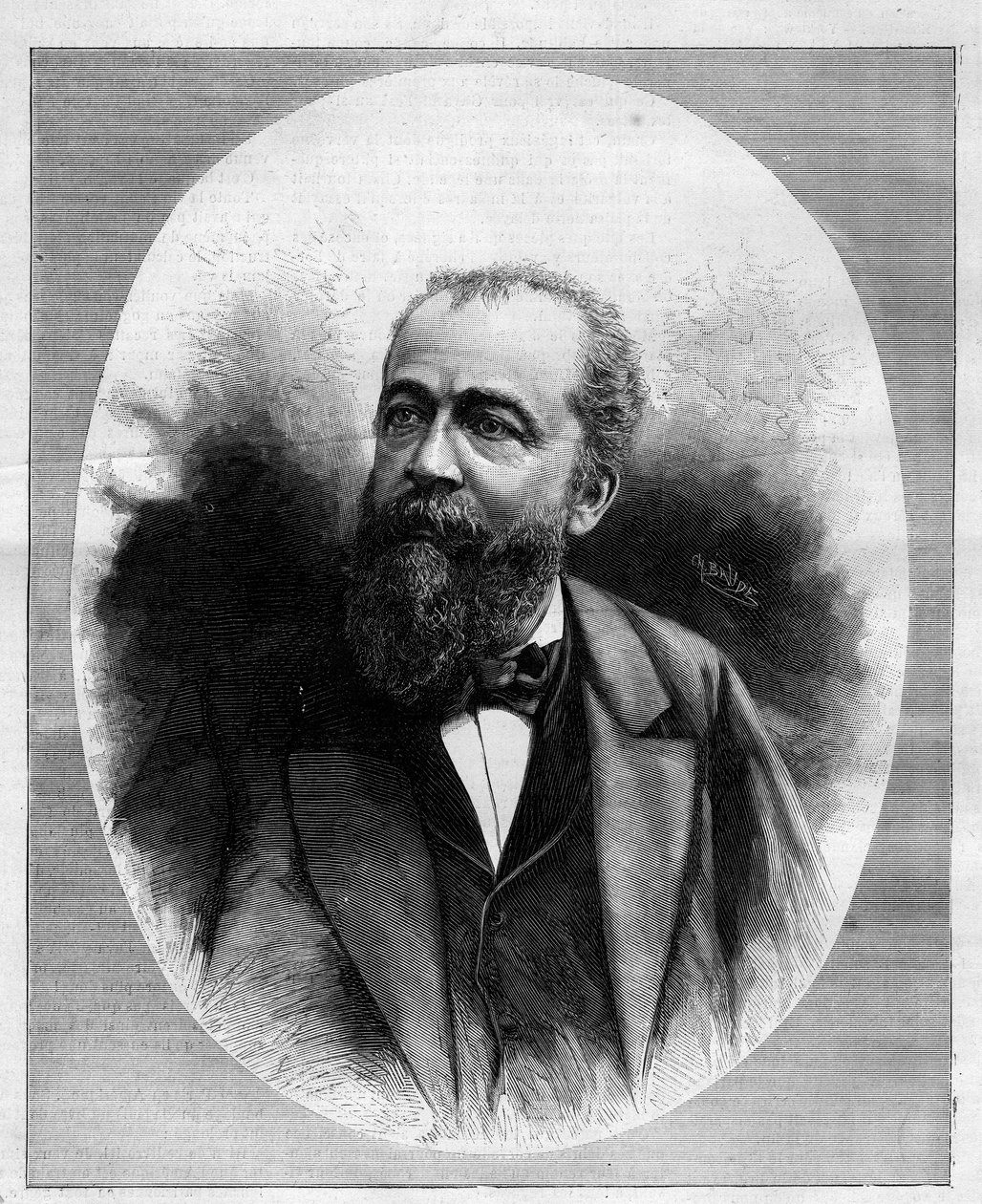 Portrét Eugena Henri Brissona (1835-1912), francouzského právníka, novináře a politika. Rytina v „“ Le Monde Illustré““ č. 1285 z 12. listopadu 1881. od French School