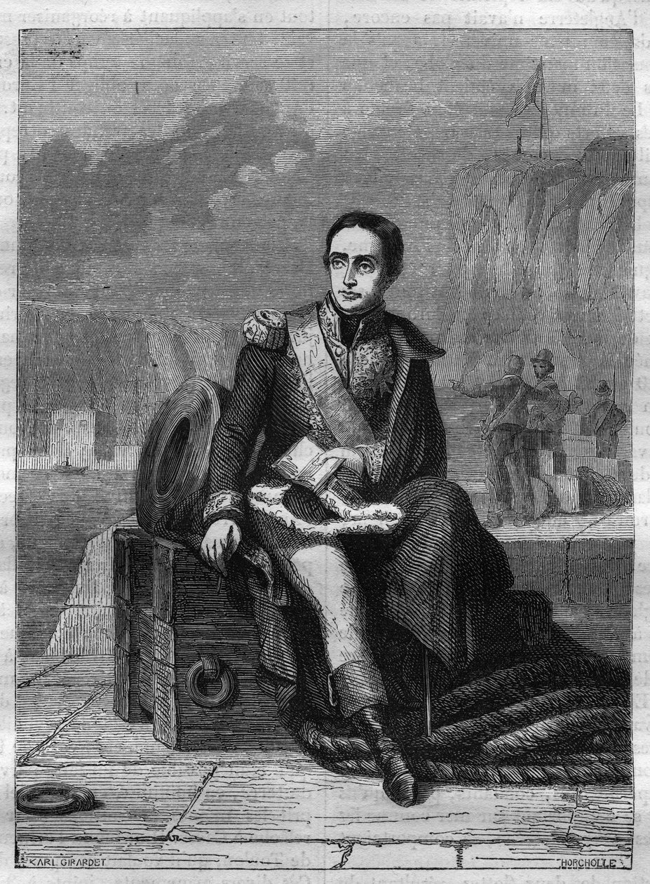 Portrét Eustache Bruix (1759-1805), francouzský admirál - rytina z roku 1865 v „Histoire du Consulate et de l
