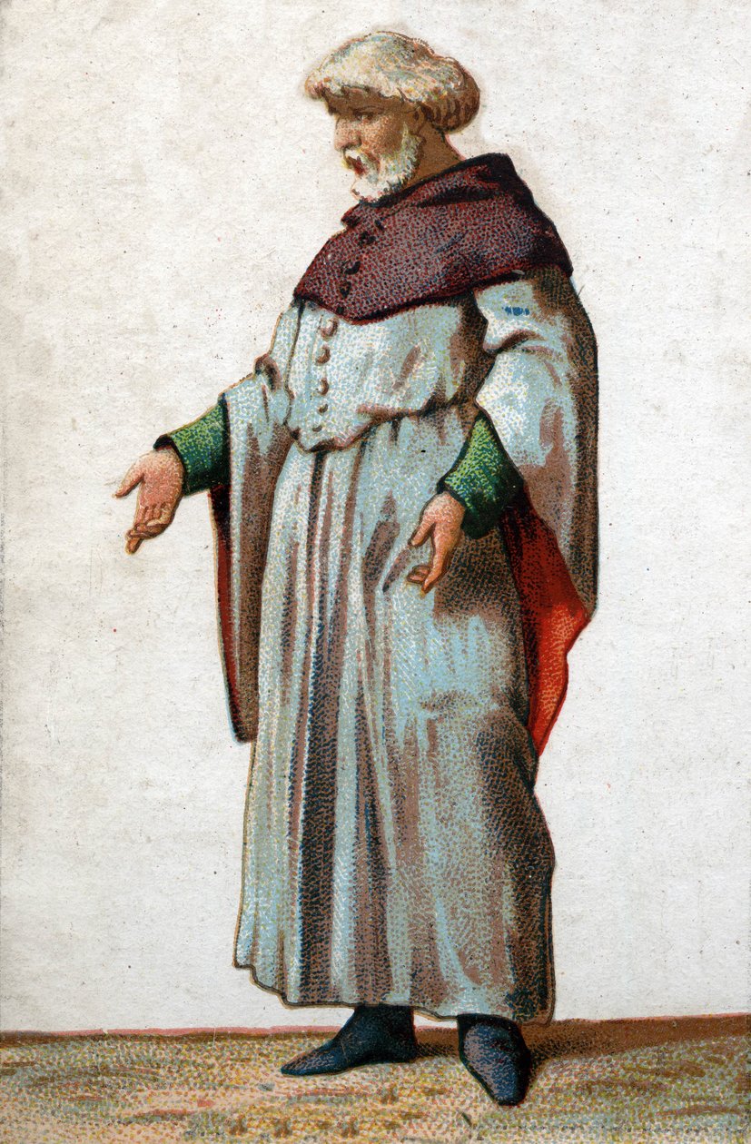 Portrét Eustache de Saint Peter, nejznámější ze šesti buržoazních z Calais. Chromolitografie konce 19. století. od French School