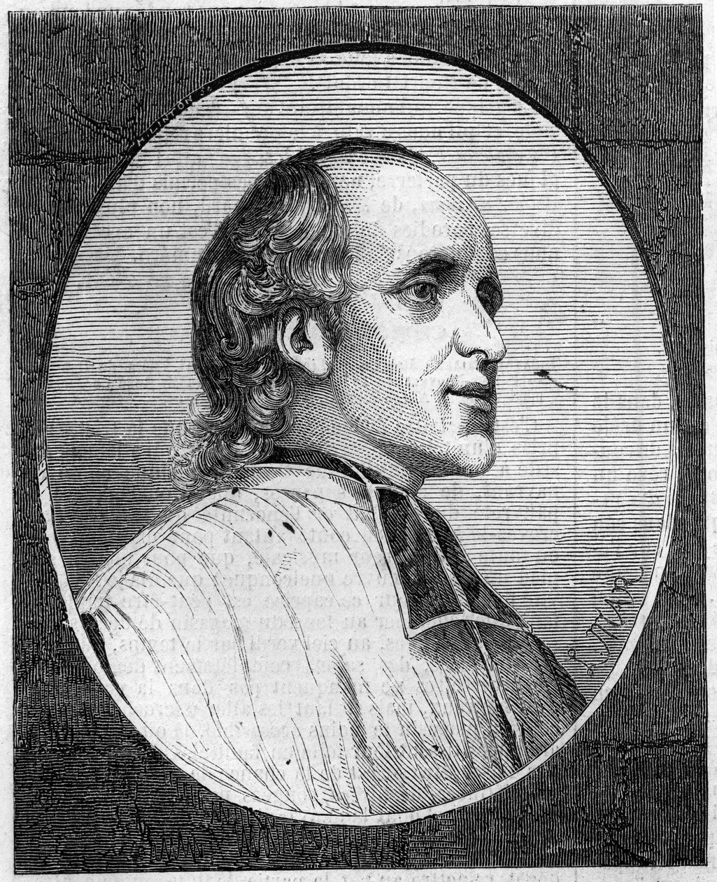 Portrét otce Delacroix de Ravignan (1795-1858), francouzský jezuita. Rytina v „Le Monde Illustré“ “č. 47 ze 6. března 1858. od French School