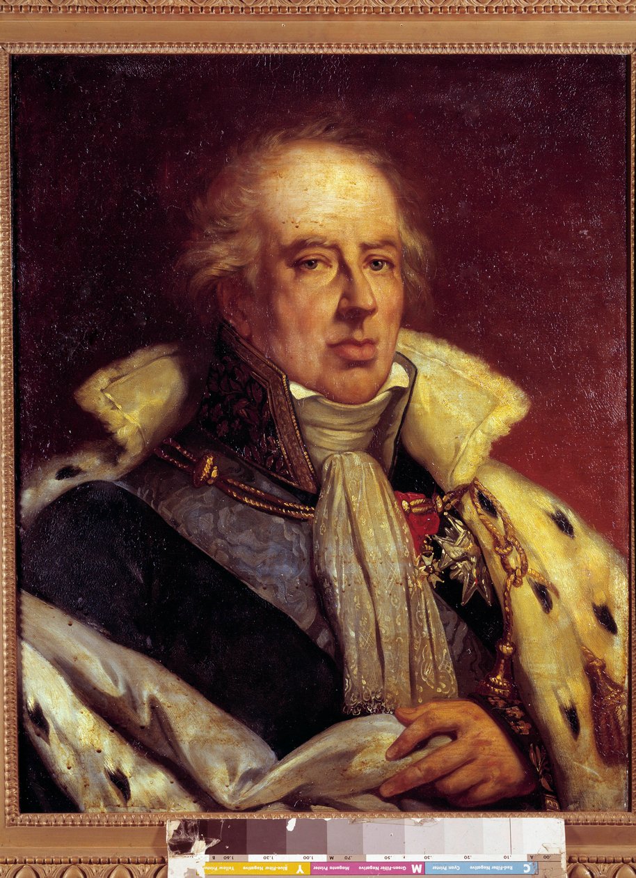 Portrét Francois - Alexandre - Frederic, vévoda de la Rochefoucauld Liancourt, ekonom (1747 - 1837) zastoupený v kostýmu Pair de France pod restaurováním (v s/t 0,72 X 0,57). Versailles. Hradní muzeum. od French School