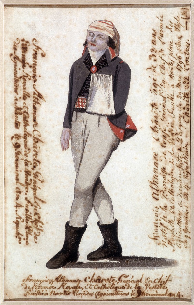Portrét Francoise Athanase (Francois-Athanase) z Charette de la Contrie (1763-1796), paže v šátku, royalistický vůdce Vendee - Musee Dobree, Nantes od French School