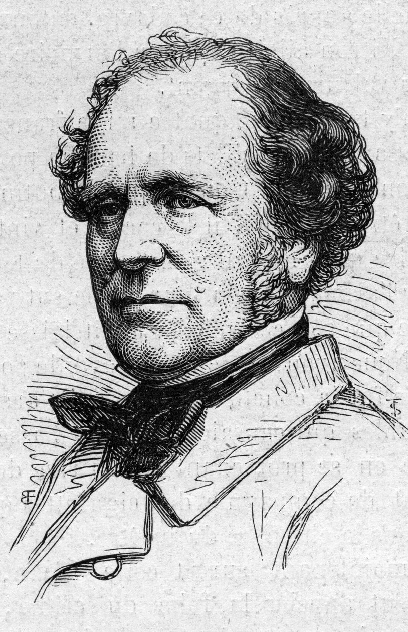 Portrét Francoise Auguste Migneta (1796-1884), francouzského historika a akademika. Rytina v „“ Le Monde Illustré““ č. 883 ze 14. března 1874. od French School
