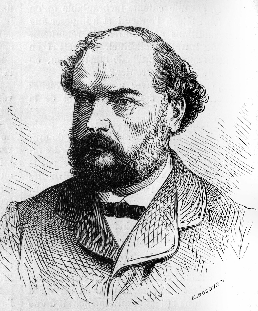 Portrét Francois Desire Bancel (1822-1871), francouzský politik. Rytina do „“ The Illustrated World““ č. 634 z 5. června od French School