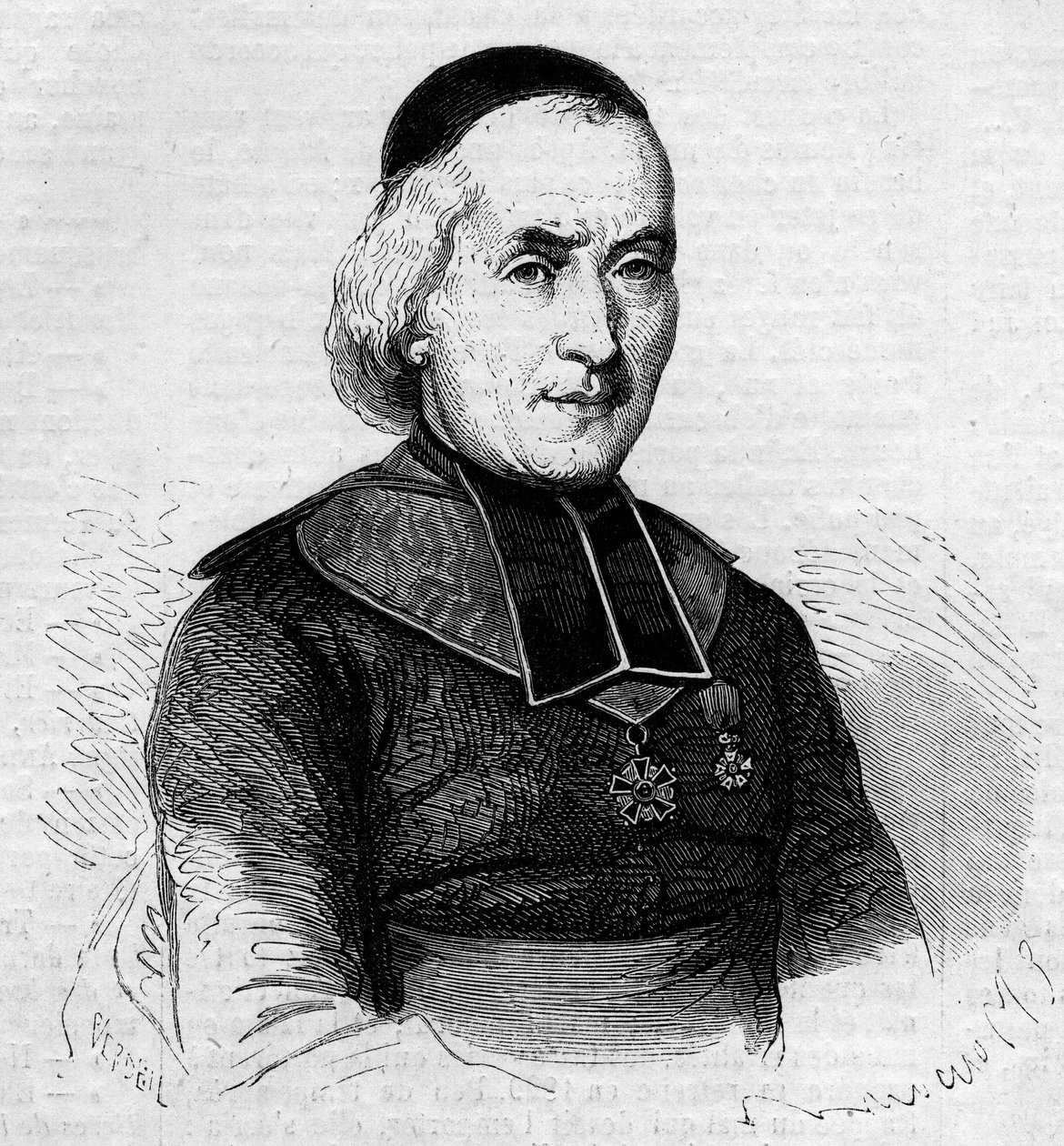 Portrét Francois Joseph Le Brotier (1799-1885), biskup z Montpellier. Rytina do „“ The Illustrated World““ č. 237 z 26. října od French School