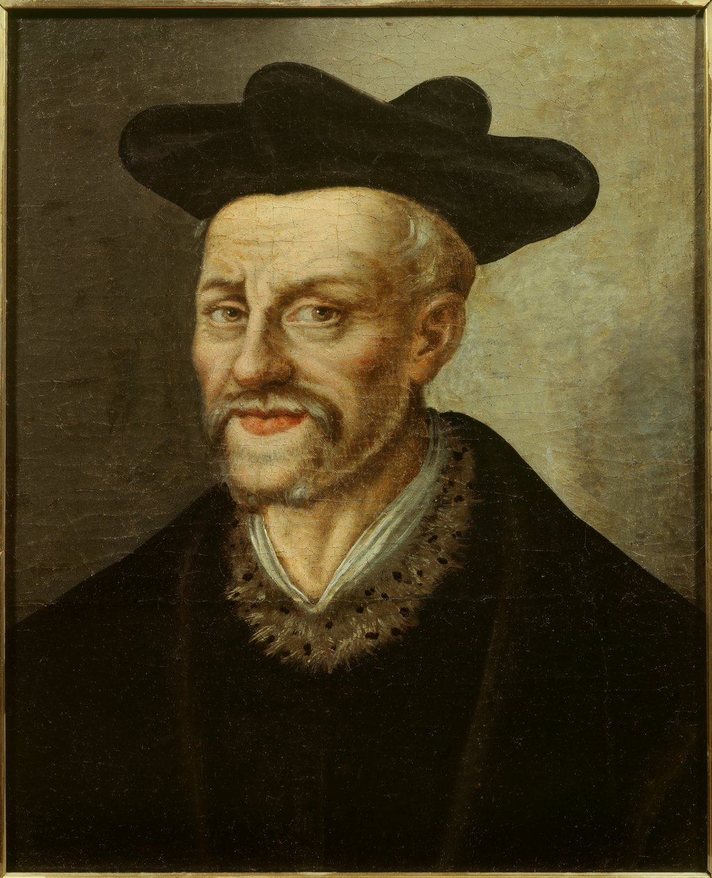 Portrét Francoise Rabelaise (1494-1553), francouzského spisovatele a lékaře. Malba francouzské školy. 16. století. Ne 0,49x0,40 m Musee du chateau de Versailles od French School
