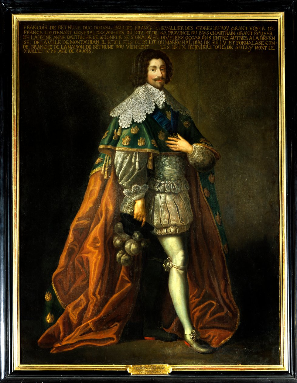 Portrét Francoise de Bethune, vévody z Orvalu (1598-1678), dokonce francouzského, syna Maxmiliána z Bethune, vévody ze Sully (1559-1641). Anonymní obraz 17. století. Olej na plátně. Povinná zmínka: Sully sur Loire, Chateau de Sully - Portrét Fr od French School