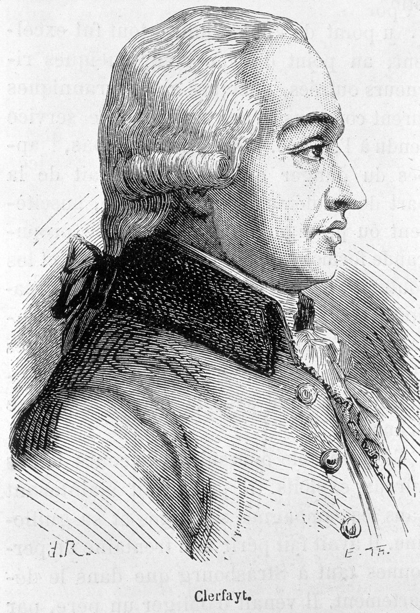Portrét Francoise de Croix Comte de Clerfayt (nebo Clairfayt), rakouský polní maršál (1733-1798) - v „“L’Histoire de France““ od Henriho Martina od French School