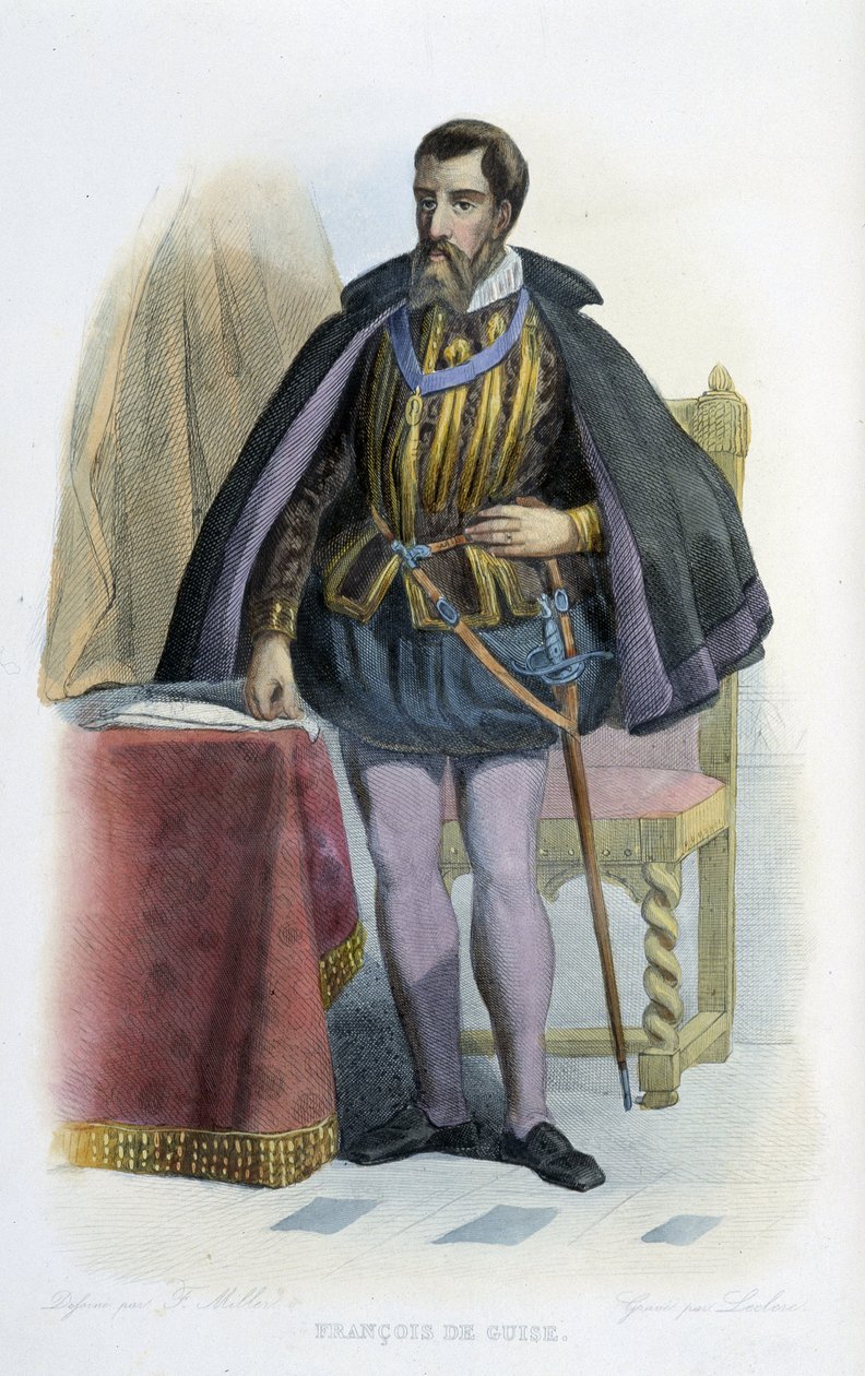 Portrét Francoise de Guise, francouzského generálporučíka (1519-1563). - v „“Francouzském Plutarchovi““ od French School