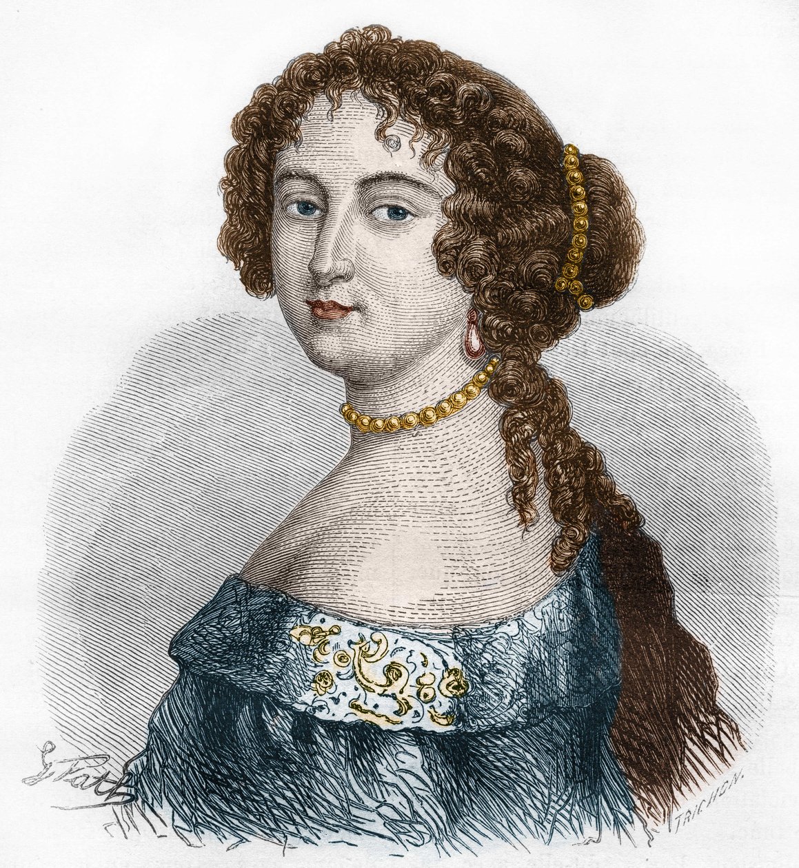 Portrét Francoise Athenais (Francoise-Athenais) od Rochechouarta Mortemarta, Marquise de Montespan (nebo Madame de Montespan) (1640-1707). Rytina z roku 1879. od French School