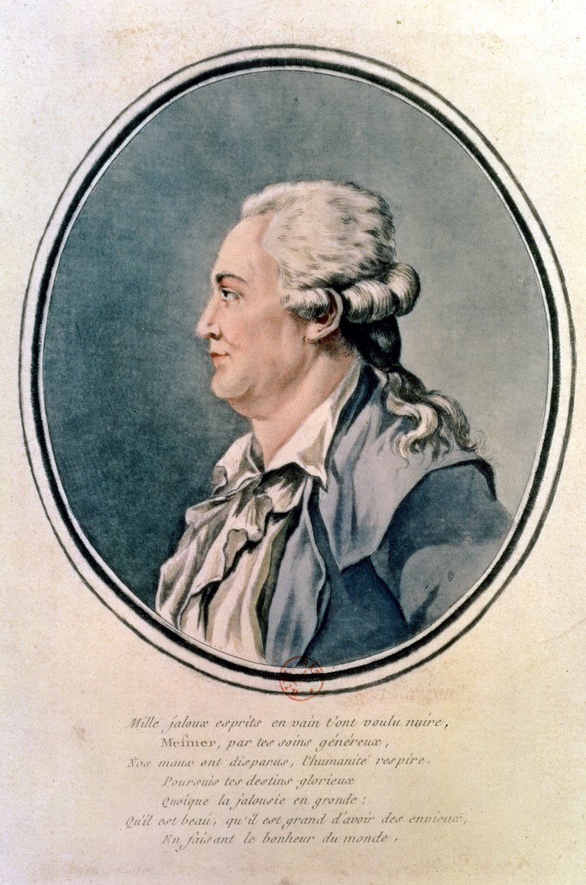 Portrét Franze Antona Mesmera (1734-1815), rakouského lékaře a zakladatele mesmerismu (wc) od French School