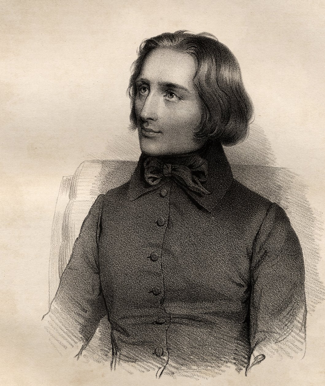 Portrét Franze Liszta (1811-86) maďarský klavírní virtuos a skladatel od French School