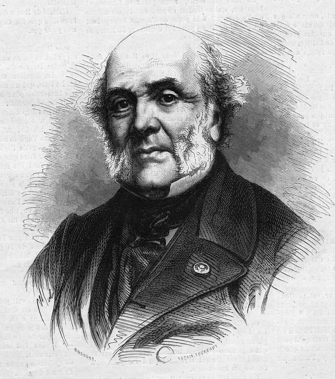 Portrét Frederica Auguste Demetze (1796-1873), francouzského právníka, zakladatele zemědělské kolonie a věznice Mettray, který měl za cíl rehabilitovat mladé delikventy. Rytina v „“ Le Monde Illustré““ č. 866 z 15. listopadu od French School