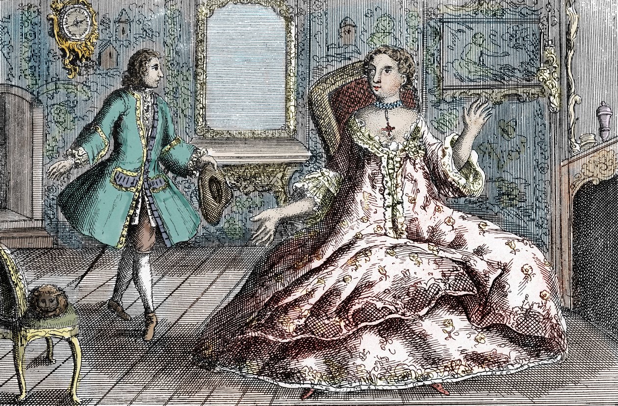 Portrét francouzské kriminálnice Marie Catherine Taperet Lescombatové a jejího milence Henriho Mongeota (rytina) od French School