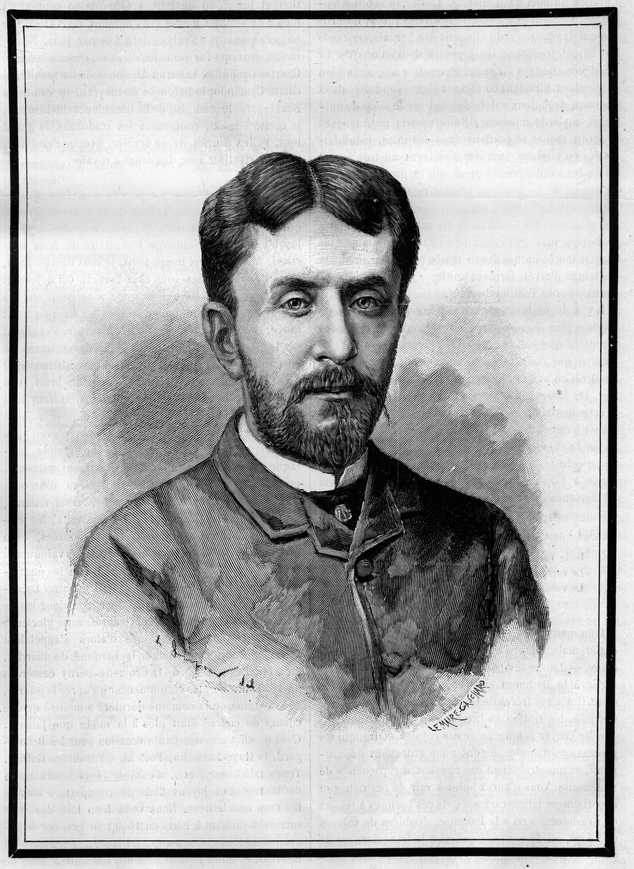 Portrét Gabriela Charmese (1850-1886), francouzského novináře. Rytina v „“Le Monde Illustré“, 8. května 1886. od French School