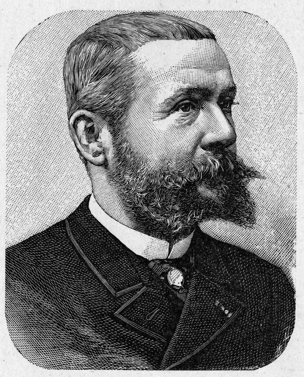 Portrét Gastona Tissandiera (1843 - 1899), francouzského aeronauta - v „“ Album de la Science; proslulí učenci; Velké objevy “”” 1896. od French School