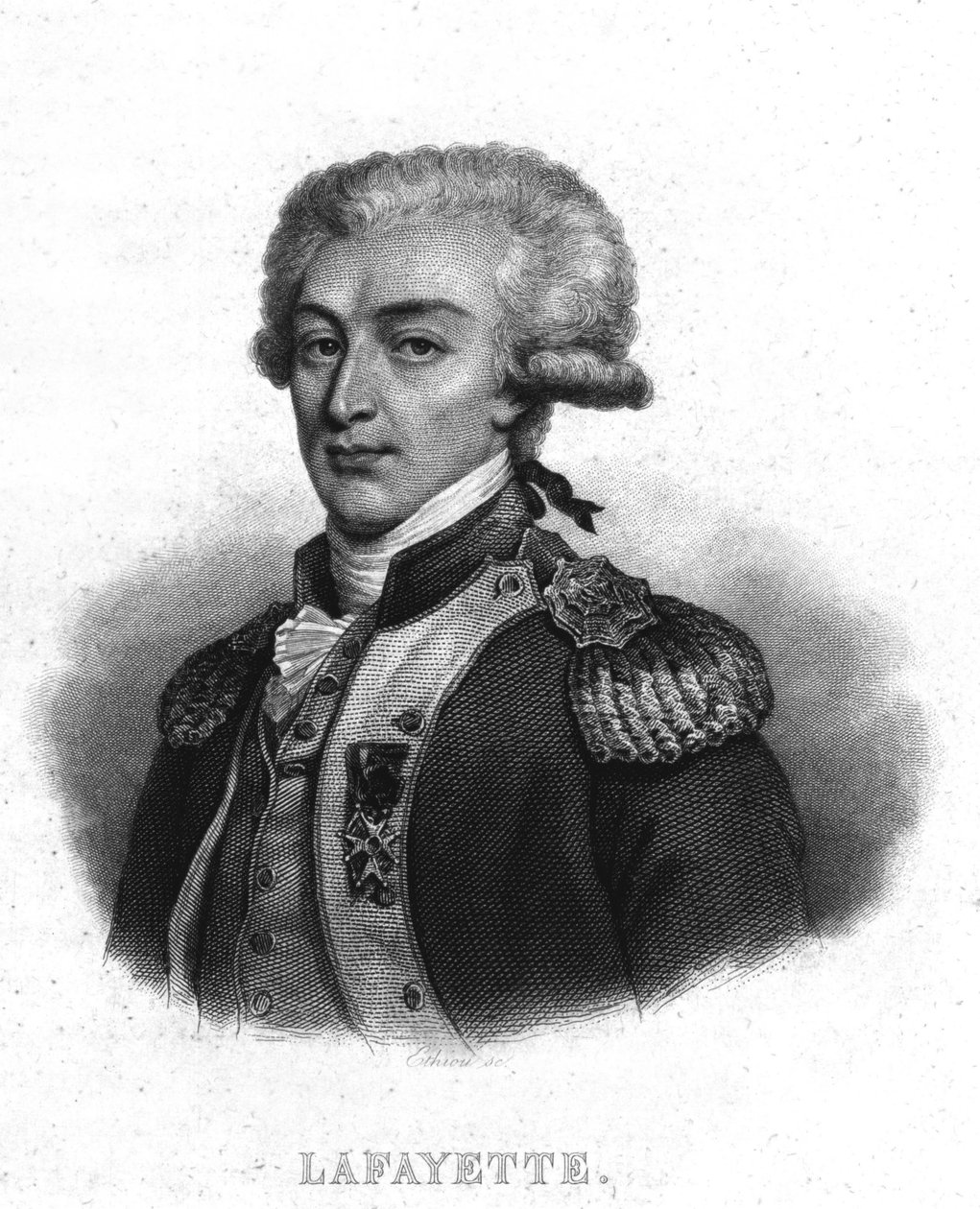 Portrét generála La Fayetta (Lafayette) (1757 - 1834) - v „“Revolution francaise““ od Thierse. 19. století od French School
