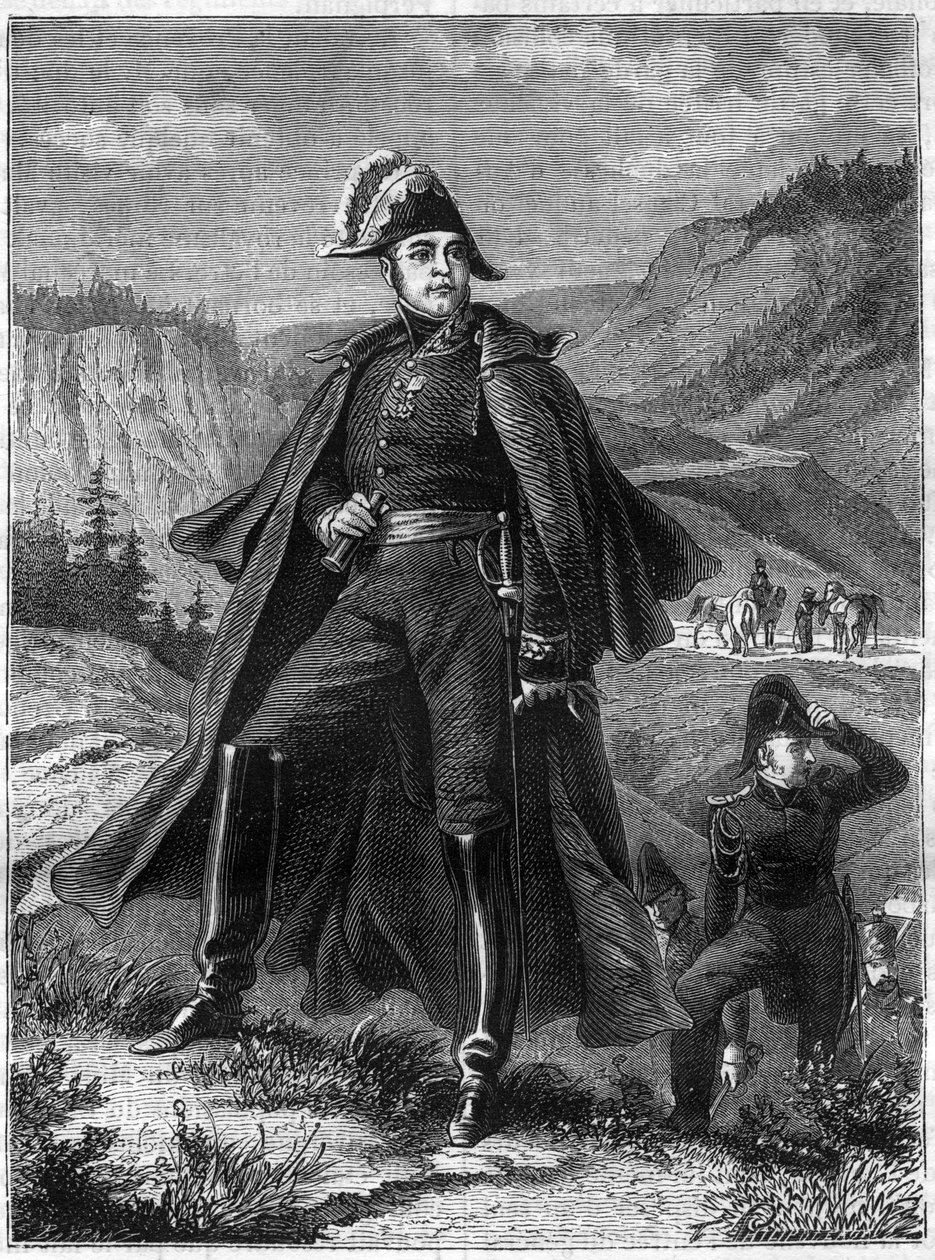 Portrét generála Lecourbeho - Claude Joseph Comte Lecourbe, francouzský generál (1758 -1815) - v „Dějinách impéria po historii konzulátu“ od Adolphe Thierse - 1879 - soukromá sbírka od French School