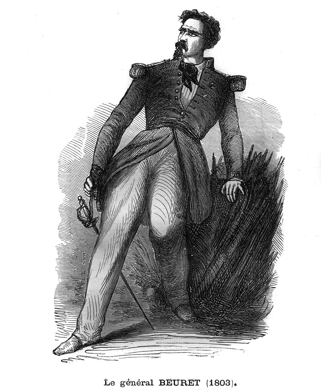 Portrét Georgese Beureta, francouzského brigádního generála (1803-1859), důstojníka Čestné legie. Rytina v „Les Illustrations De L