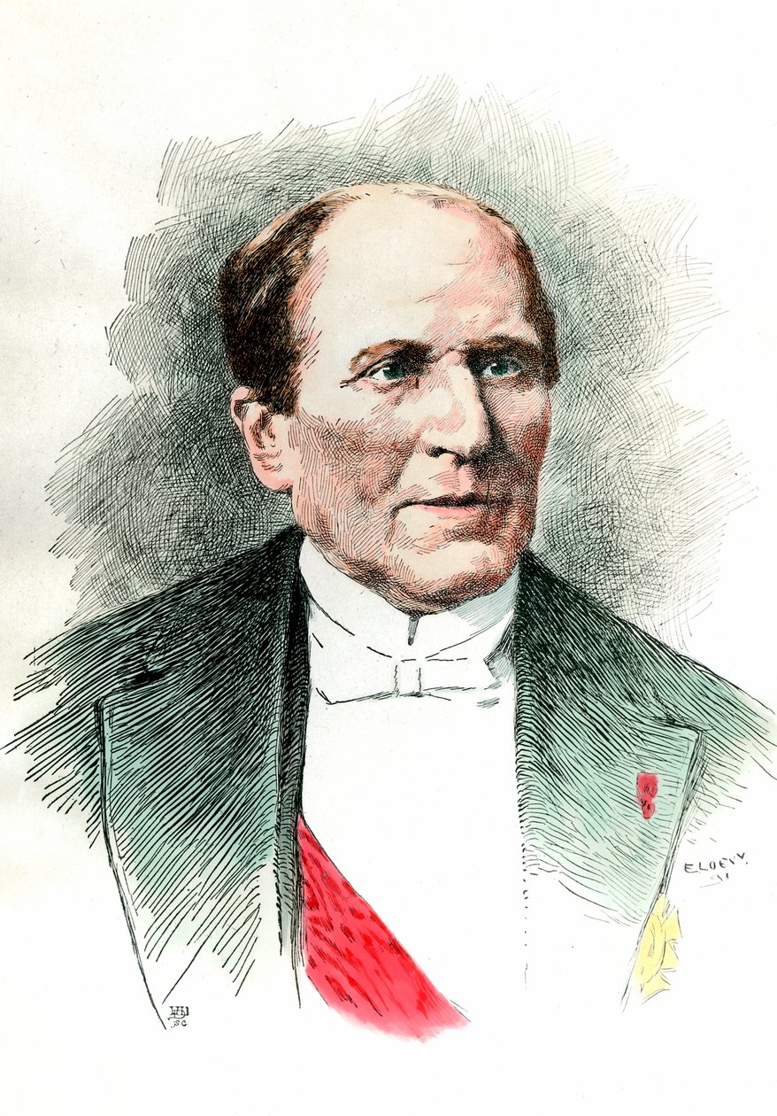 Portrét Georgese Eugena Haussmanna zvaného baron Haussmann (1809 - 1891) prefet Seiny za Druhého císařství. Rytina 19. století. Soukromá sbírka. od French School