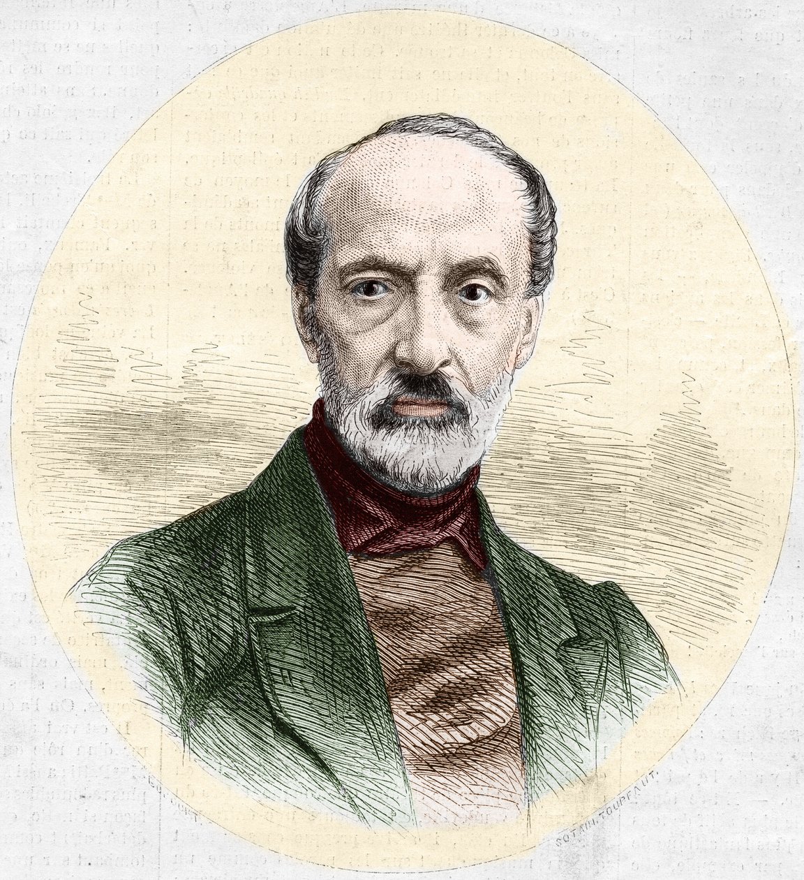 Portrét Giuseppe Mazziniho (1805-1872), italského politika a nacionalisty. Rytina v „“ Le Monde Illustré““ č. 779 ze dne 16. března 1872. od French School