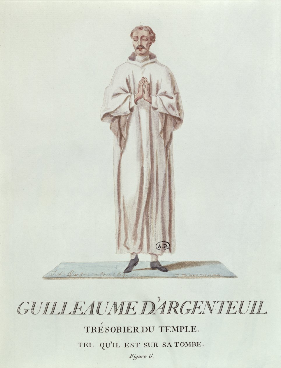 Portrét Guillauma dArgenteuila, pokladníka chrámu, jak je vyobrazen na jeho hrobce, 1786 (wc na papíře) od French School