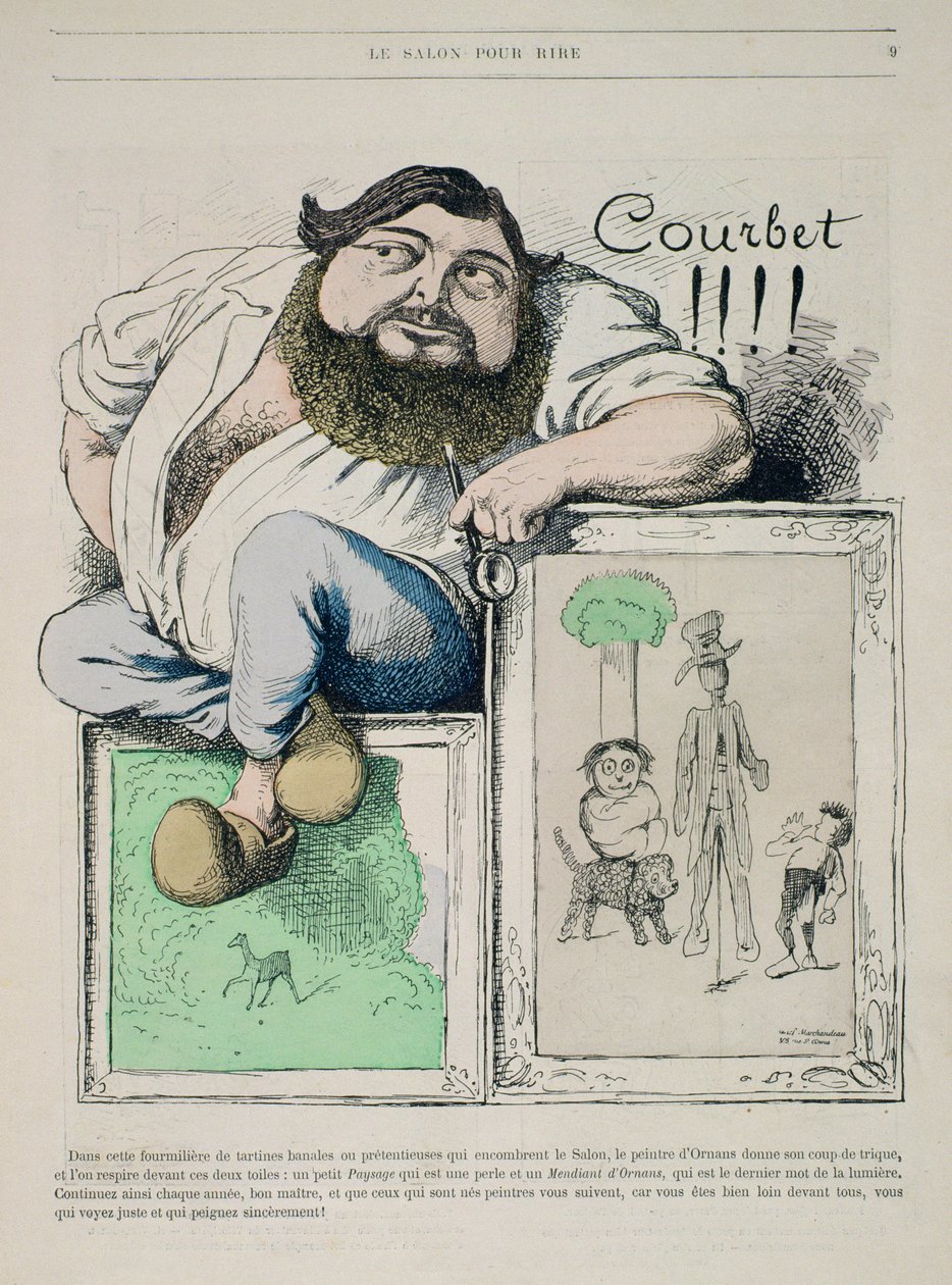 Portrét Gustava Courbeta (1819-77) ilustrace z Gill Revue, hospoda. od roku 1868 od Marchandeau od French School
