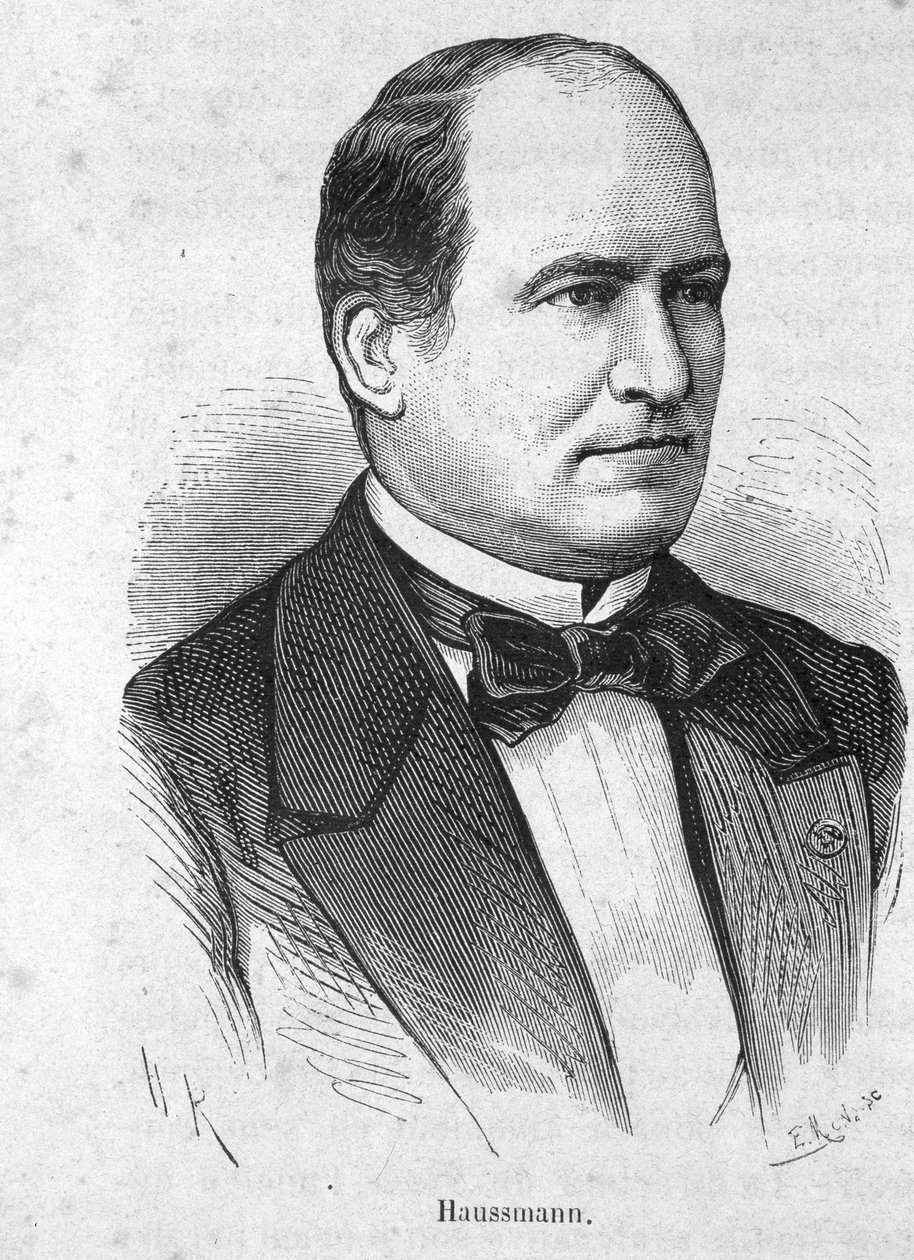 Portrét Haussmanna (1809 - 1891) francouzského politika - v „Dějinách Francie“ od Henriho Martina od French School