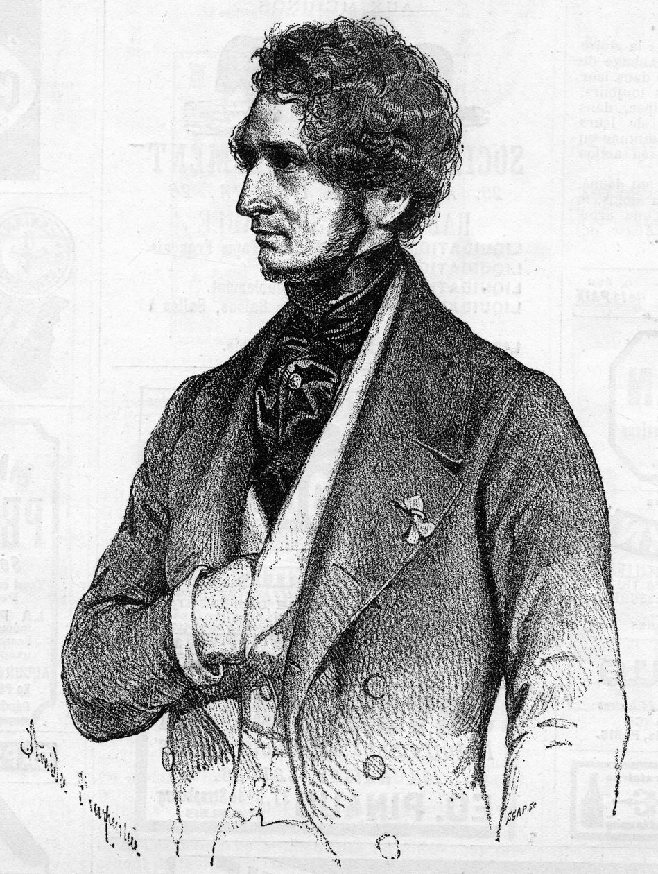 Portrét Hectora Berlioze (1803-1869) kolem roku 1847 z litografie Amedee Charpentiera. od French School