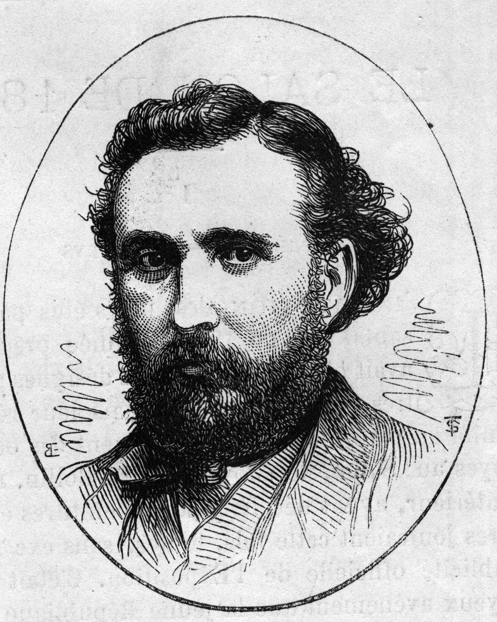 Portrét Henriho Chapu (1833-1891), francouzského sochaře. Rytina v „“ Le Monde Illustré““ č. 890 ze dne 2. května 1874. od French School