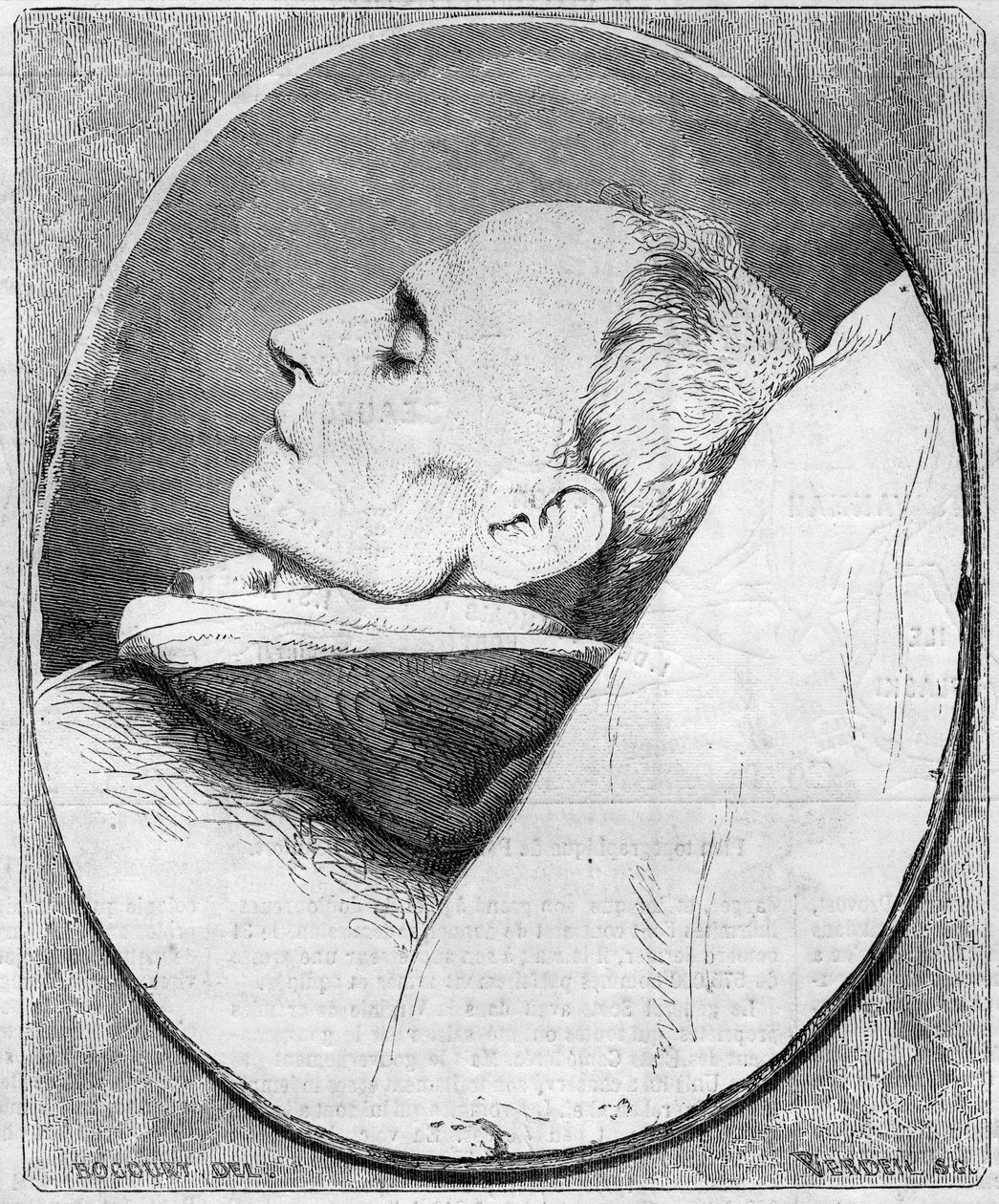 Portrét Henri Lacordaire (1802-1861). Francouzský kněz a dominikán na smrtelné posteli. Rytina v „“ Le Monde Illustré““ č. 243 ze 7. prosince 1861. od French School