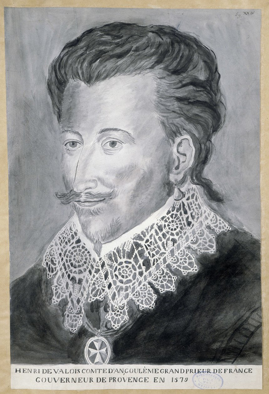Portrét Henri de Valois, hrabě z Angouleme, velkopřevor Francie, guvernér Provence v roce 1579 od French School