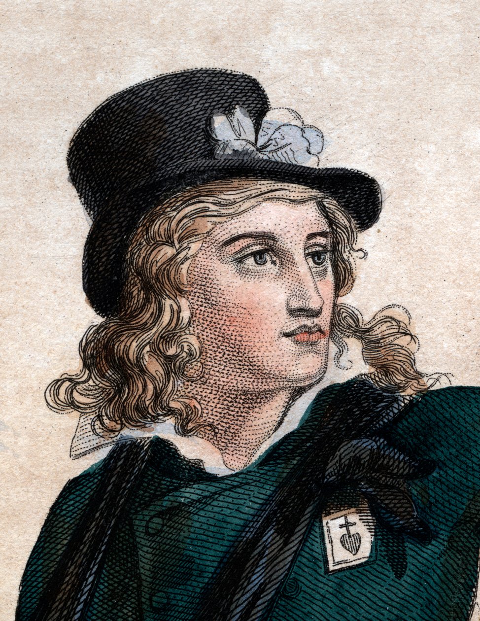 Portrét Henriho du Vergier (Verger), hraběte de La Rochejaquelein (1772-1794), generála povstání Royalist Vendean (Válka ve Vendee) během francouzské revoluce. od French School