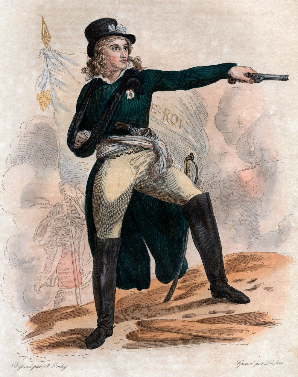 Portrét Henriho du Vergier (Verger), hraběte de La Rochejaquelein (1772-1794), generála povstání Royalist Vendean (Válka ve Vendee) během francouzské revoluce. od French School